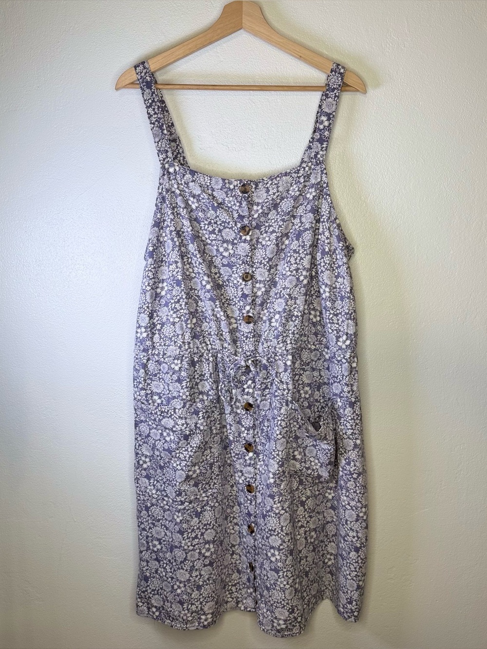 Sonoma Women’s Floral Button Up Linen Boho Sundress In Purple Ditsy Size 1X